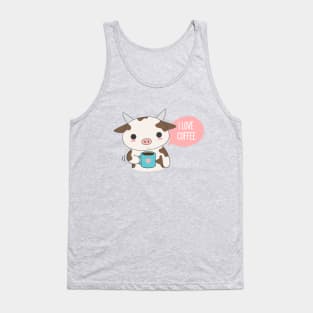 Cute Cow drinking Coffee T-Shirt Tank Top